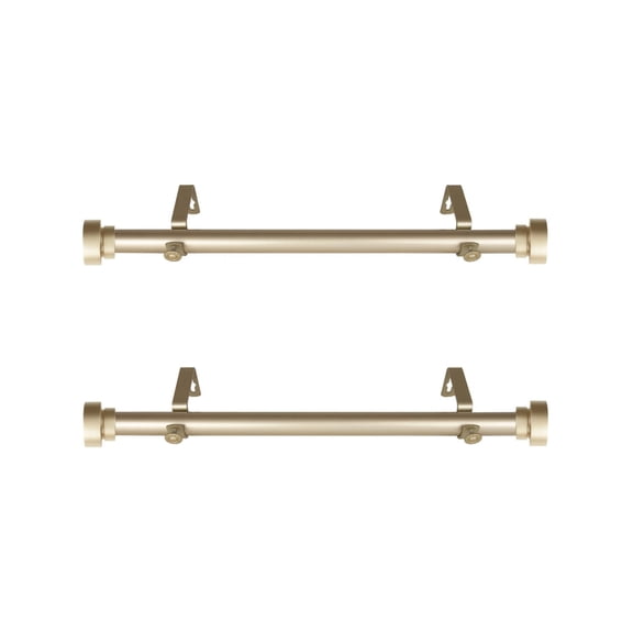 Home Decorative 1" Diameter Side Curtain Rod 12-20" Long (Set of 2) - Light Gold