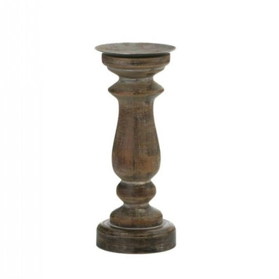 Home Decorative Antique-Style Wood Pillar Candle Holder - 11 inches