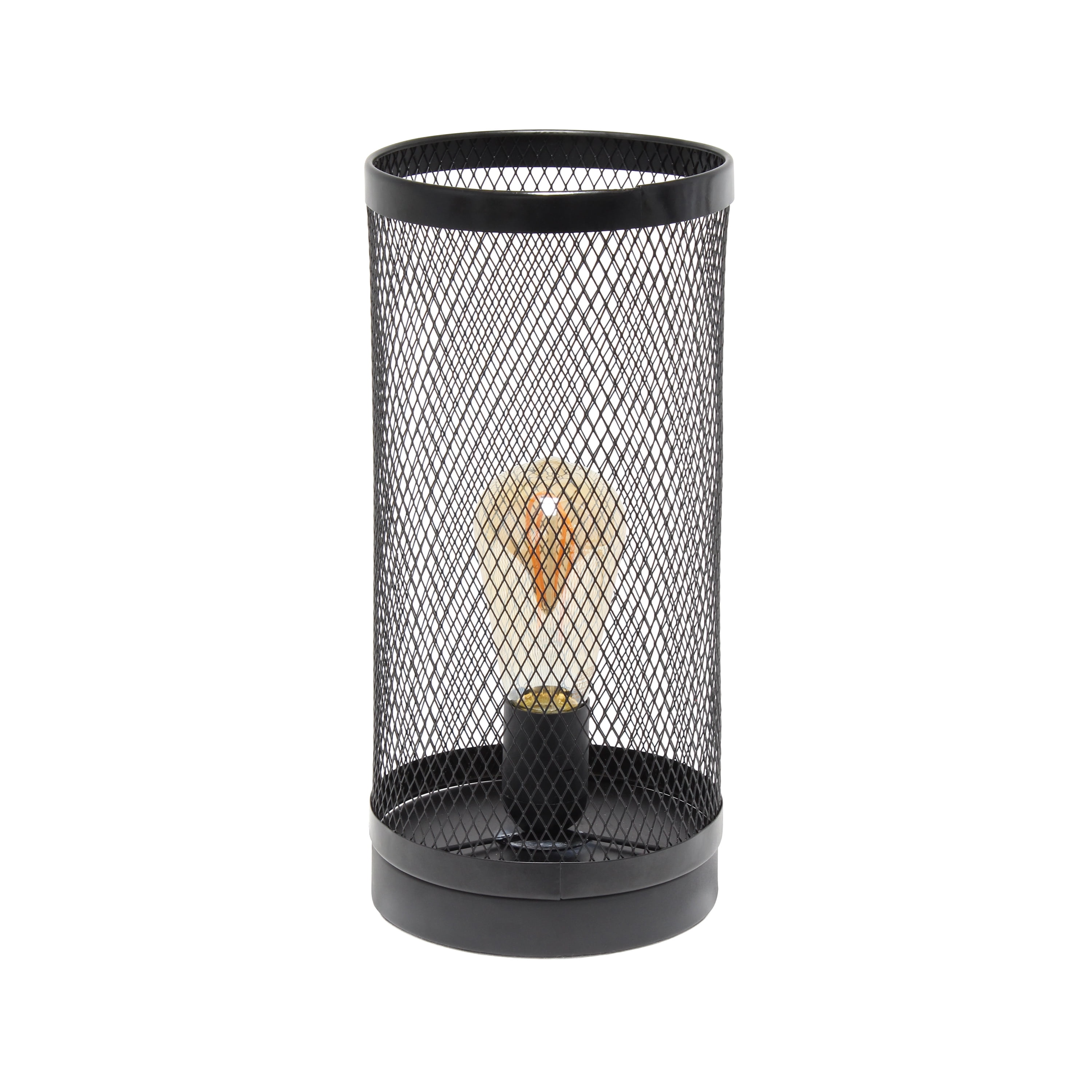 Simple Designs Mesh Cylindrical Steel Table Lamp Black