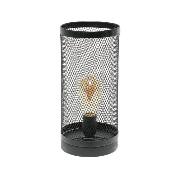 Home Decorative Black Mesh Cylindrical Steel Table Lamp