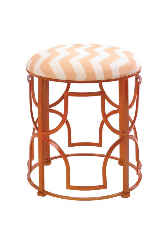 Home Decorative Bold Metal Stool With Chevron Cushion
