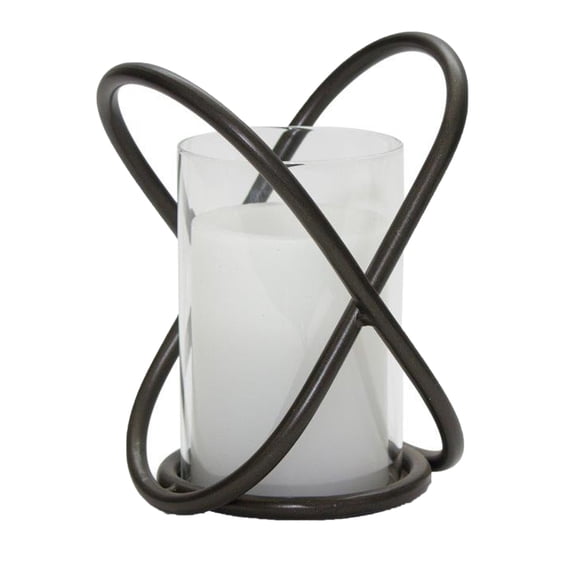 Home Decorative Candle Holder (Set Of 2) 6.5"H Metal, Glass