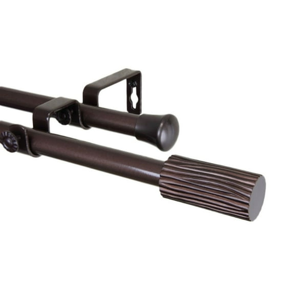 Home Decorative Cedar Double Curtain Rod 48-84" - Cocoa