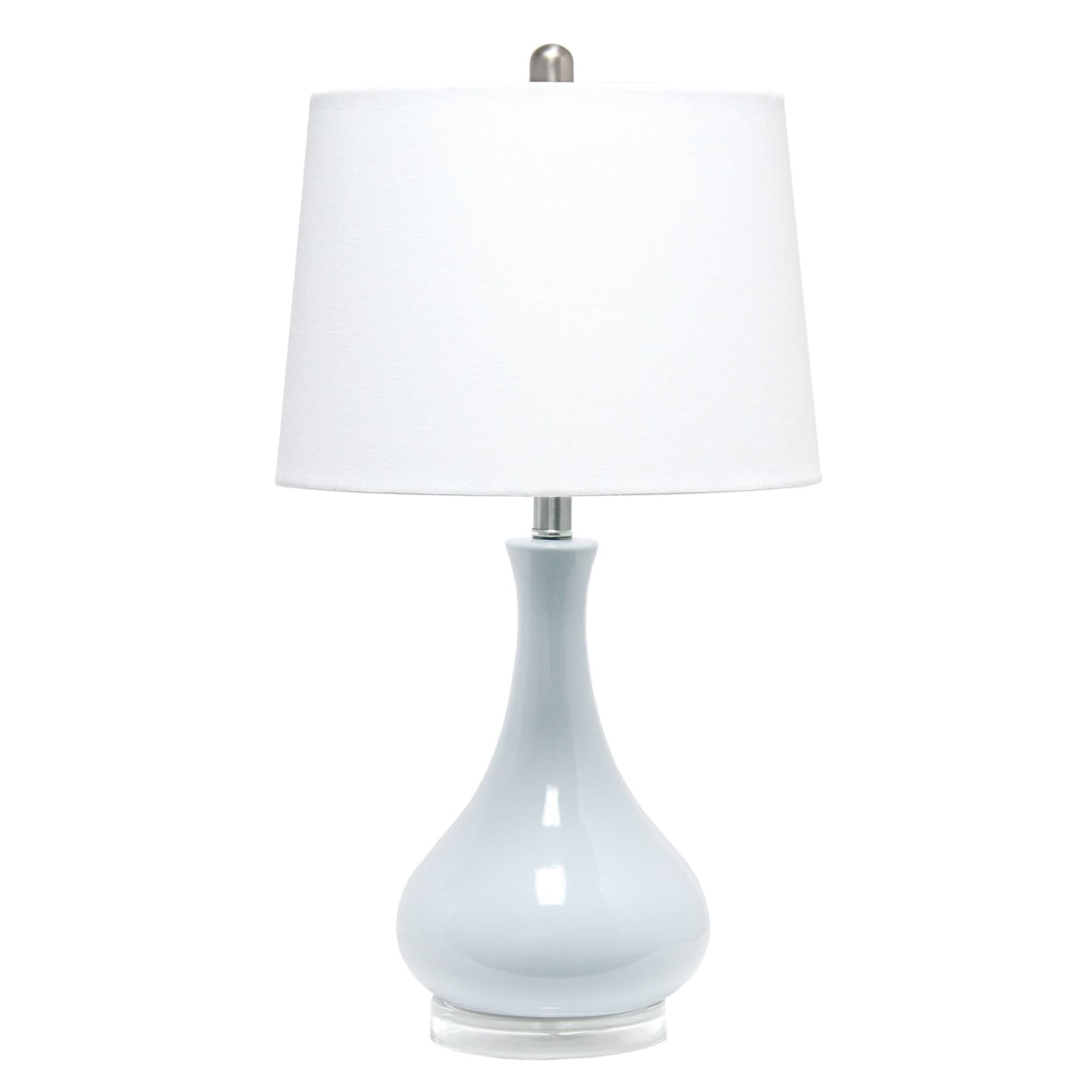 Elegant Ceramic Teardrop Table Lamp in Light Blue with Fabric Shade