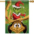 thumbnail image 1 of Home Decorative Christmas Holiday House Flag, Xmas Santa Reindeer Garden Yard Lawn Party Outside Decoration, Winter Farmhouse Outdoor Large Vertical Burlap Decor Double Sided 28 x 40, 1 of 5