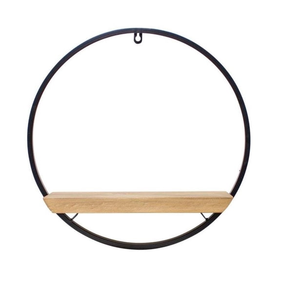 Home Decorative Circle Shelf 17"L X 17.5"H Iron, Wood