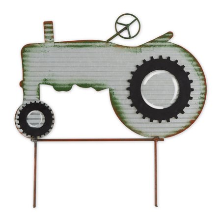 Home Decorative Corrugated Metal Garden Stake - Tractor