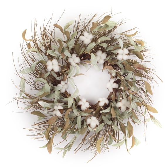 Home Decorative Cotton, Leaf Wreath 28"D Eva
