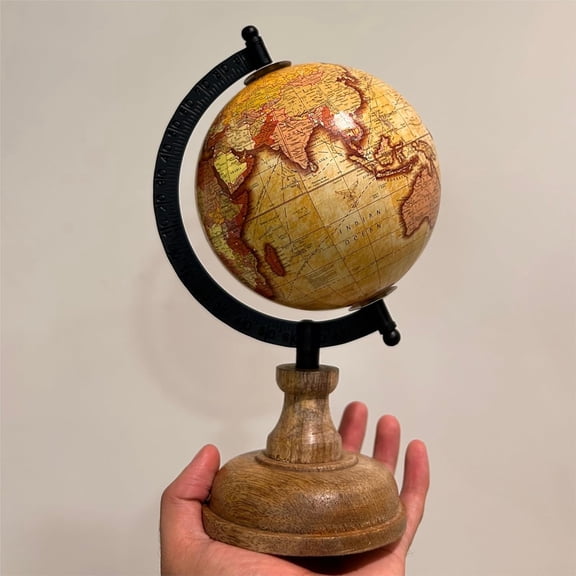 Home Decorative Educational Multicolor Globe With Wooden Base, 5 Inch Diameter Globe For Home Decor, Corporate Gifting, Study, Pack Of 1