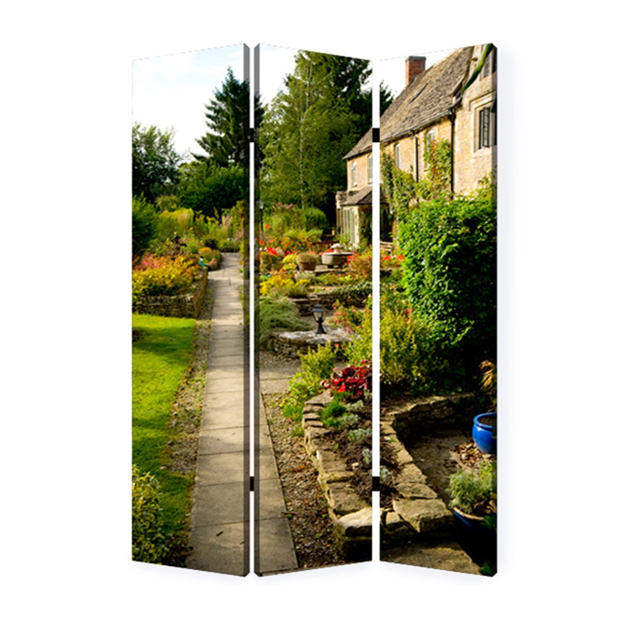 English Garden 3-Panel Canvas Room Divider
