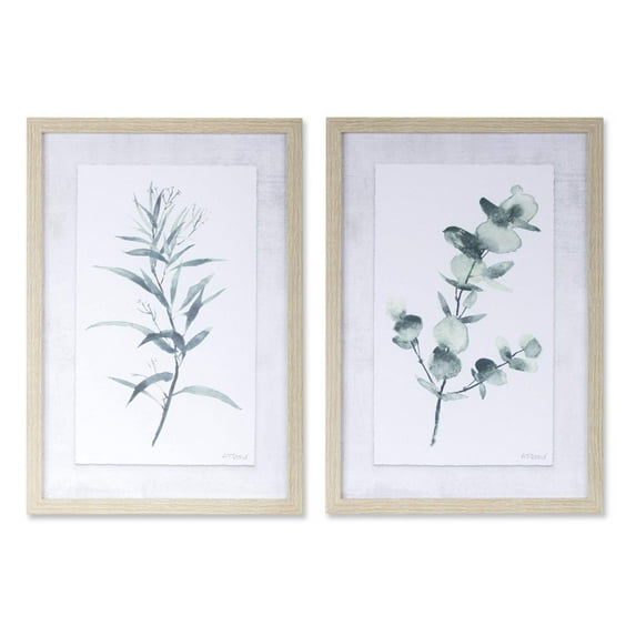 Home Decorative Eucalyptus Print (Set Of 2) 12.75" X 18.25"H Plastic, Mdf
