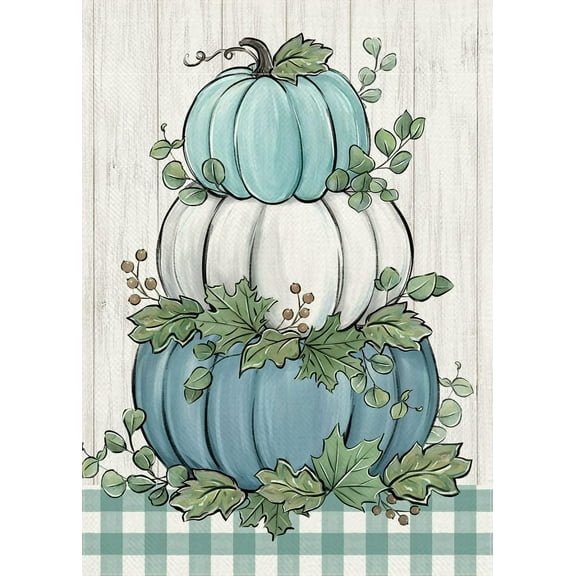 Home Decorative Fall Pumpkin Patch Large House Flag, Maple Leaf Garden Yard Outside White Pumpkin Welcome Decor, Thanksgiving Outdoor Autumn Harvest Farmhouse Decorations Double Sided 28 x 40