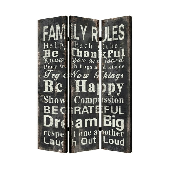Home Decorative Family Rule Screen Room Divider - 3 Panel