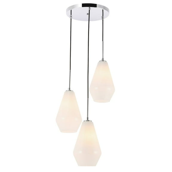 Home Decorative Gene 3 Light Chrome, Frosted White Glass Pendant