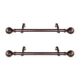 thumbnail image 1 of Home Decorative Globe 1" Diameter Side Curtain Rod 12-20" Long (Set of 2) - Mahogany, 1 of 2