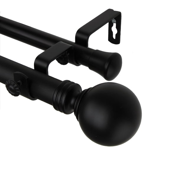 Home Decorative Globe Double Curtain Rod 120-170 inch - Black