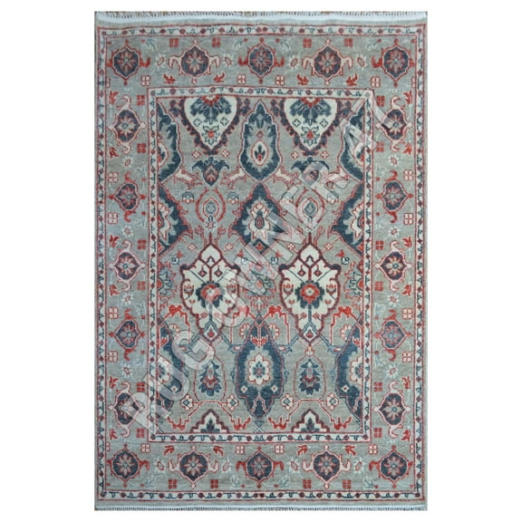 Home Decorative Hand-Knotted Oushak Area Rug 8X10 Camel, Beige, Red, Dk Grey, Handmade Wool Area Rug