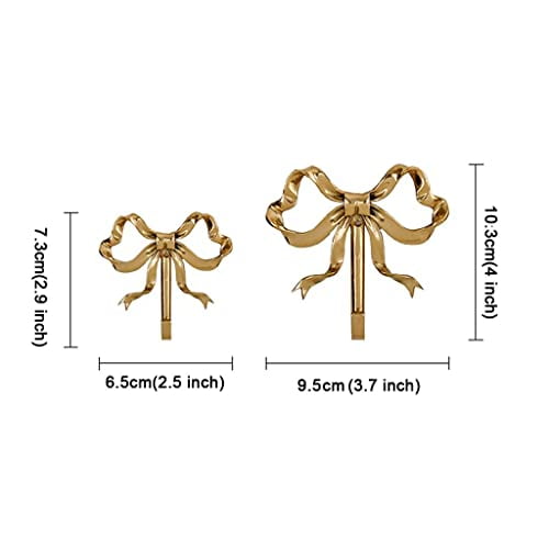  PXYWSWD Home Decorative Hook for Hanging Bow-Knot Brass Hook  for Towels Wall Hooks for Hanging Hook for Coat Hat Multi-Purpose Hooks  (Color : Gold, Size : Pack of 2) : Home