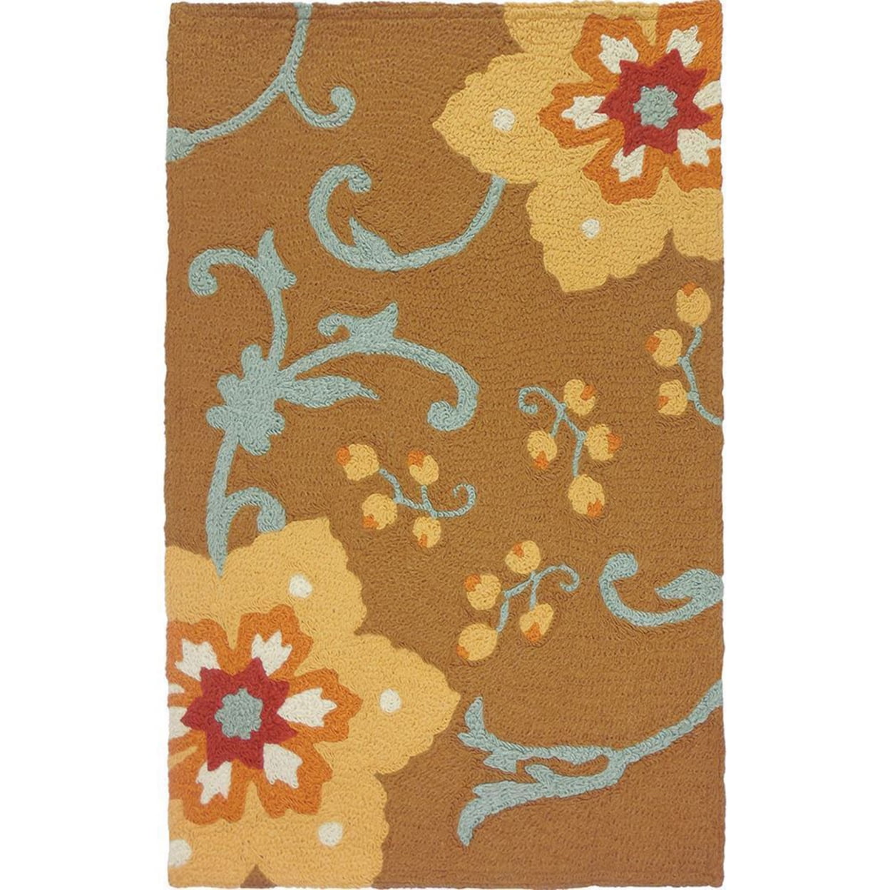 Elegant Floral Black & Gold Synthetic Area Rug 54" x 34"