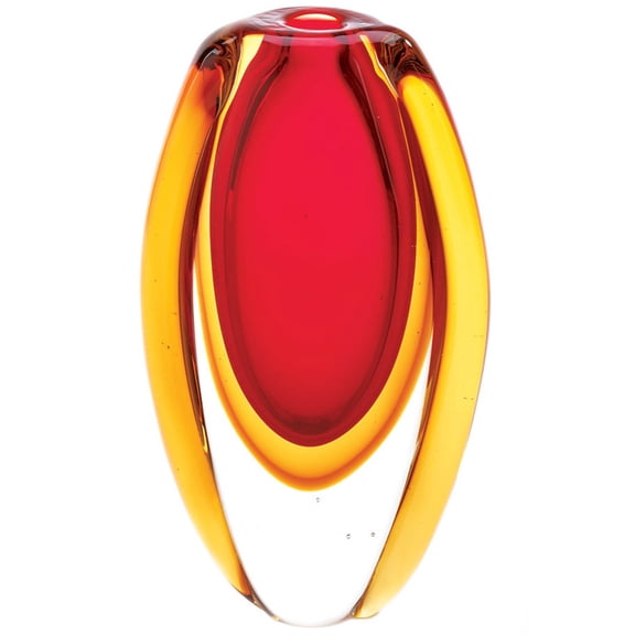 Home Decorative Indoor Red And Gold Sunfire Glass Vase