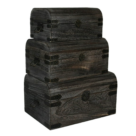 Home Decorative Indoor Set Of 3 Wooden Brown Storage Box