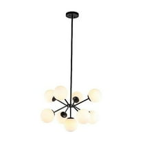 Home Decorative Jupiter 9 Light Black And Frosted White Glass Pendant