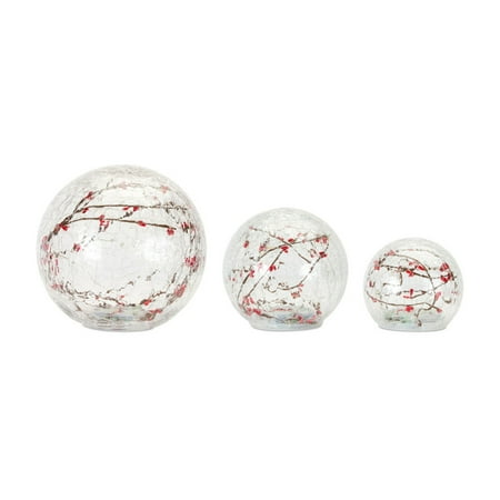 Home Decorative LED Globe (Set of 3) 4.5"D, 5.75"D, 7.5"D Glass