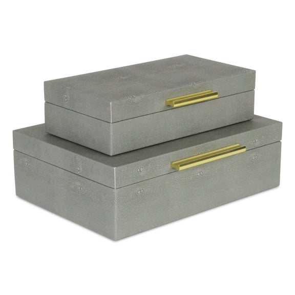 Home Decorative Lusan Gray Faux Shagreen Rectangular Storage Box Set