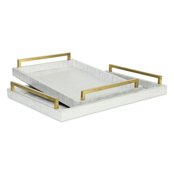 Home Decorative Lusan Silver Linen Patterned Vinyl Tray Set