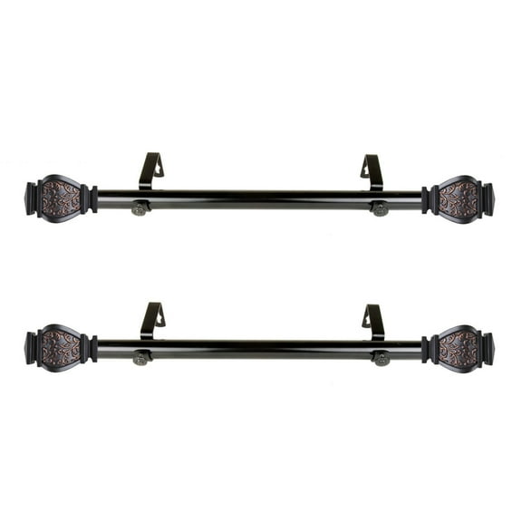 Home Decorative Margot 1" Diameter Side Curtain Rod 12-20" Long (Set of 2) - Black