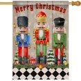 thumbnail image 1 of Home Decorative Merry Christmas Soldier House Flag, Xmas Pine Nutcracker Garden Yard Outside Decoration, Winter Farmhouse Outdoor Large Burlap Decor Double Sided 28 x 40, 1 of 6