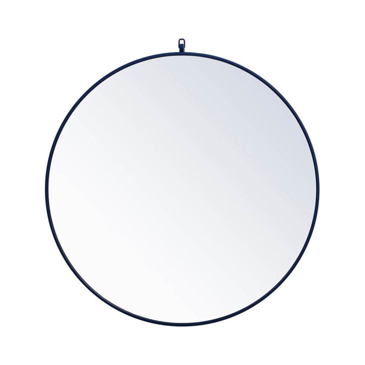 Contemporary Blue Wood Rectangular Wall Mirror 36''