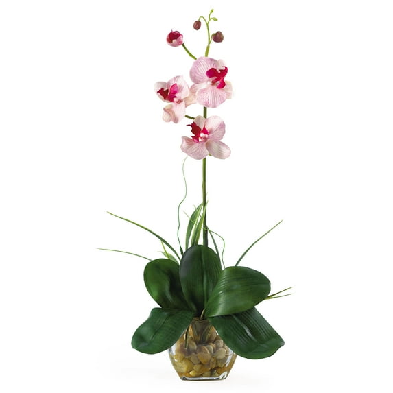Home Decorative Mini Phalaenopsis Liquid Illusion Silk Orchid Arrangement