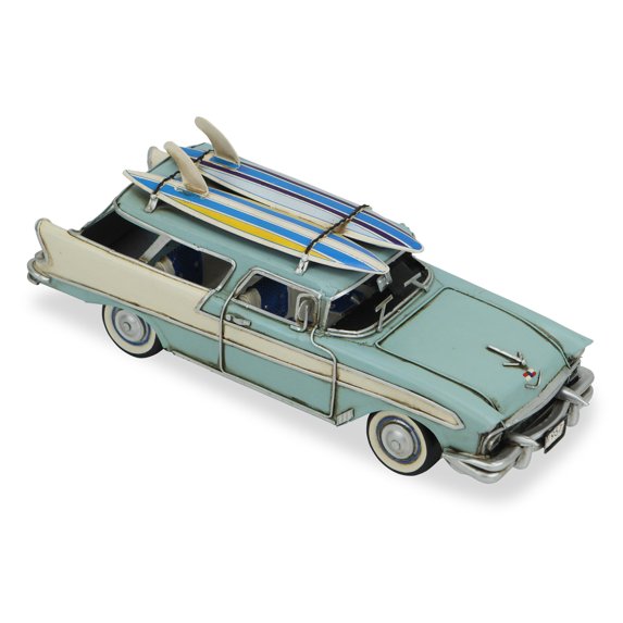 Home Decorative Modern Blue Stationwagon With Surf Board