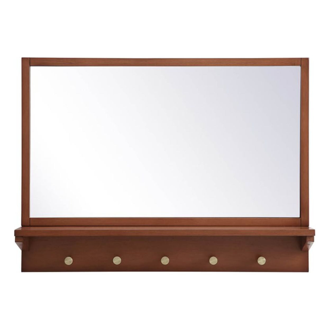 Home Decorative Modern Entryway Mirror With Shelf 28" X 21" In Pecan