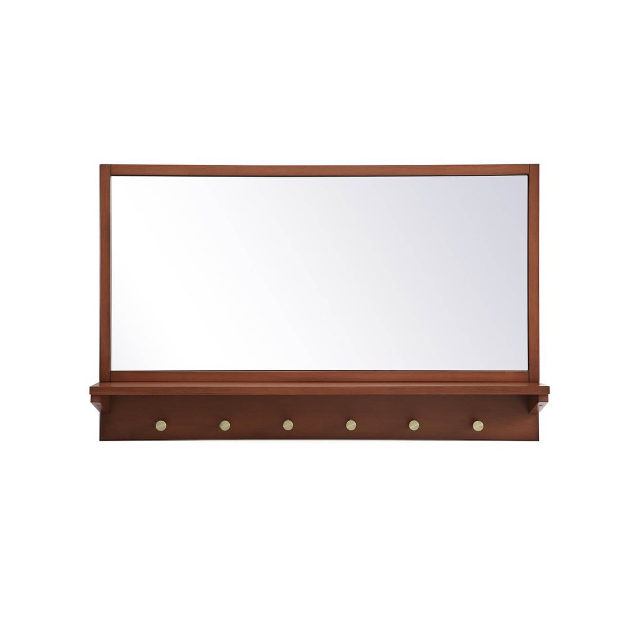 Home Decorative Modern Entryway Mirror With Shelf 34" X 21" In Pecan