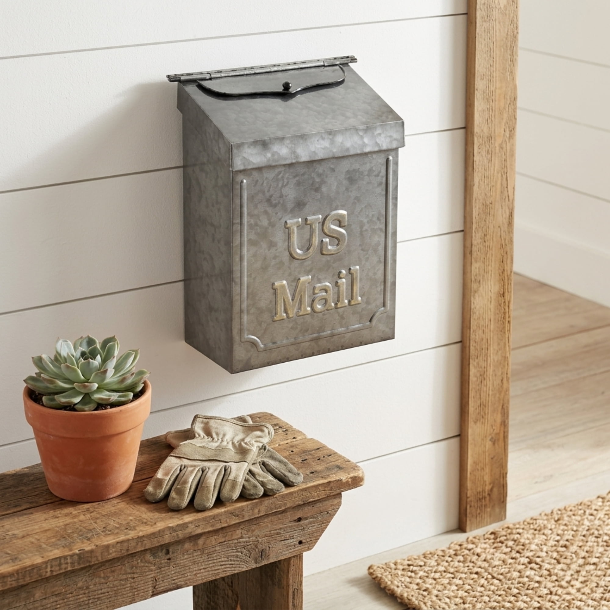 Contemporary Home Living Handmade Galvanized US Mail Box - 11.5" - Gray