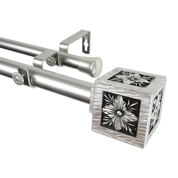 Home Decorative Ophelia Double Curtain Rod 66-120 inch Satin Nickel