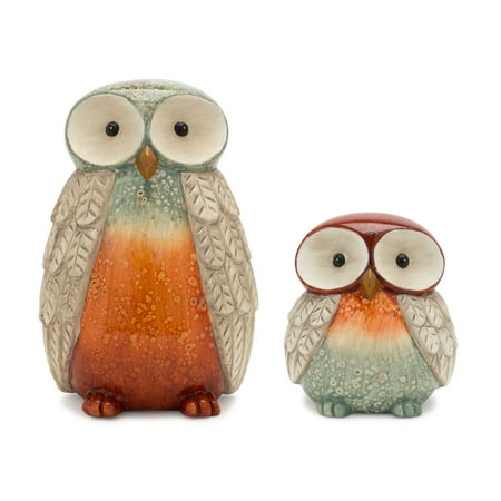 Home Decorative Owl (Set of 2) 6"H, 16"H Terra Cotta
