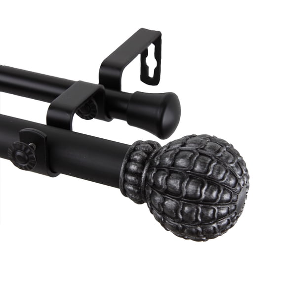 Home Decorative Pod Double Curtain Rod 48-84 inch - Black
