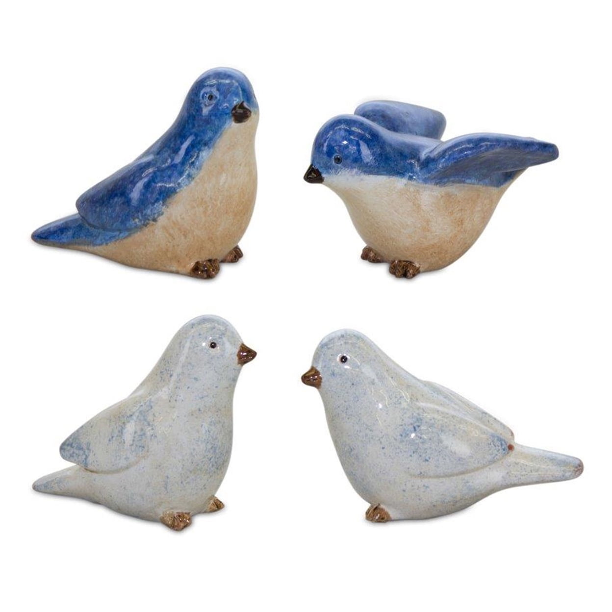 Spring Glazed Resin Bird Figurine Set of 4