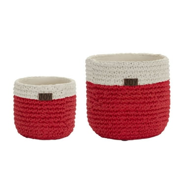 Home Decorative Pot (Set of 2) 5.25"D x 4.75"H, 7"D x 7"H Cement