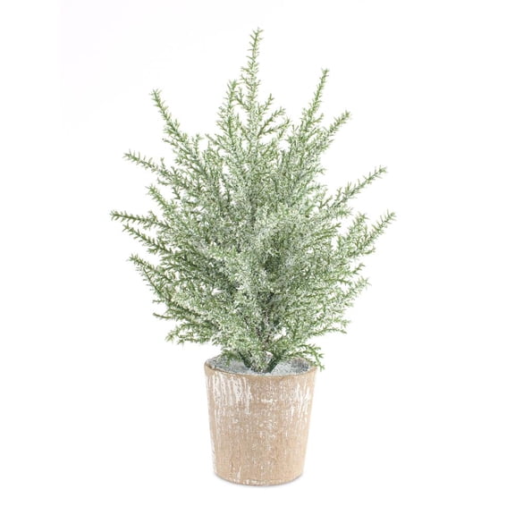 Home Decorative Potted Icy Pine Tree (Set Of 6) 12"H Plastic, Paper
