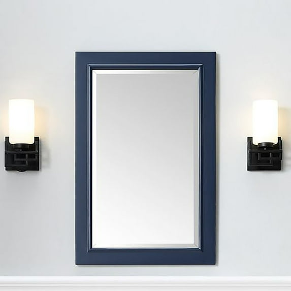 Home Decorative Rectangular Solid Wood 24" X 36" Mirror - Blue