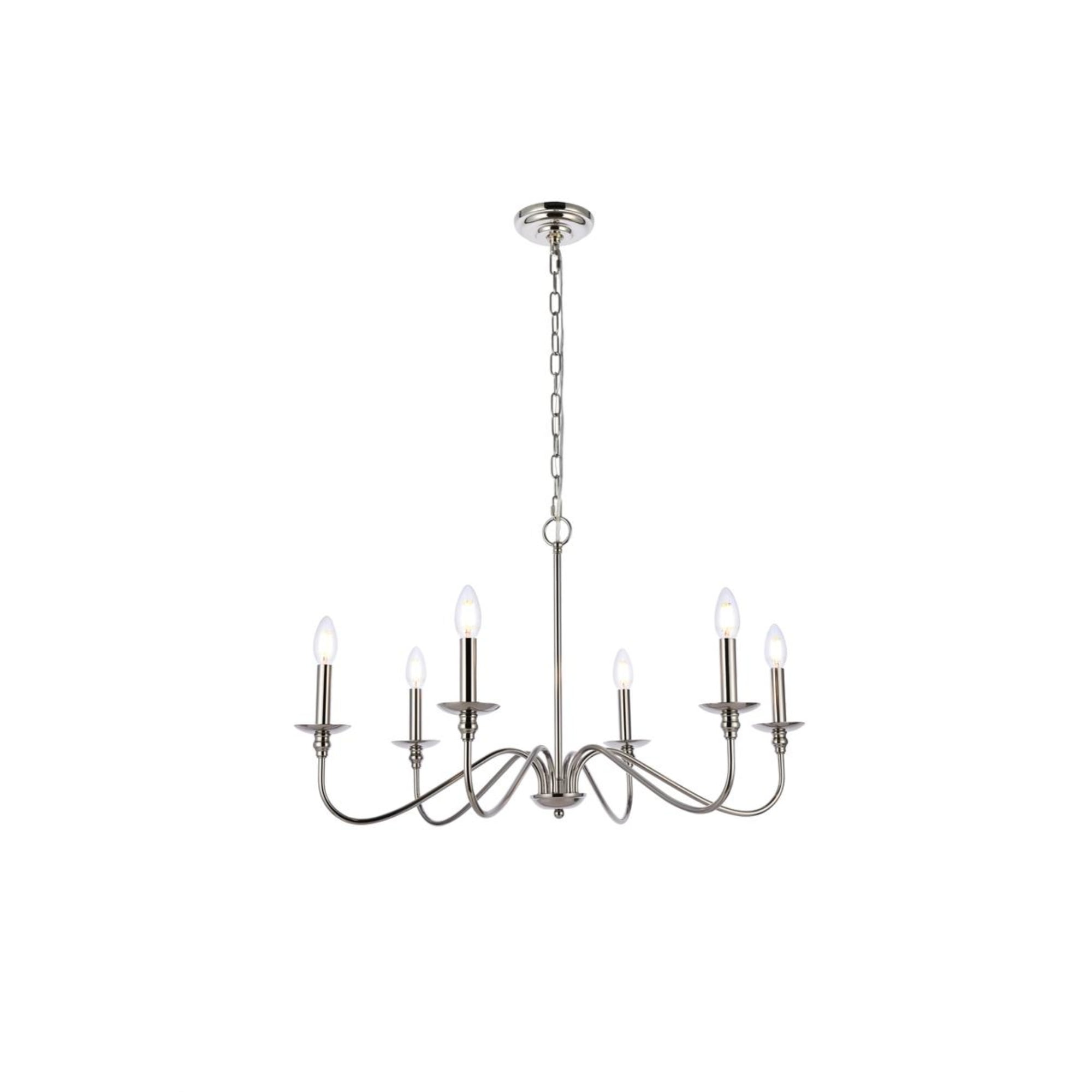 Rohan 30" Polished Nickel Iron Chandelier with Adjustable Height