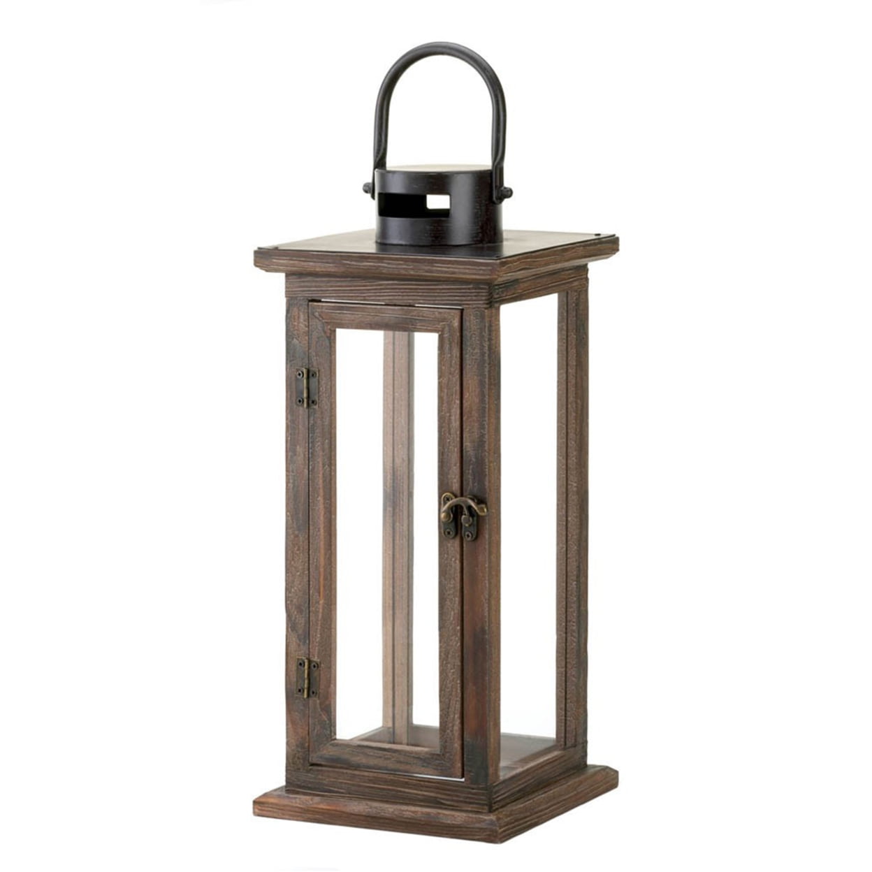 Rustic Wooden and Metal Hanging Candle Lantern