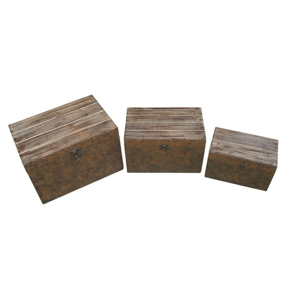 Home Decorative Set Of 3 Rustic Distressed Style Box