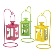 Home Decorative Set of 3 Tropical Style Metal Mini Hanging Candle Lanterns