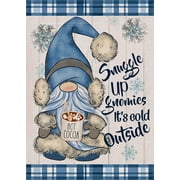 Home Decorative Snuggle Up Gnomies It's Cold Outside Winter Garden Flag, Blue Gnome Yard Outside Decorations, Snowflakes Farmhouse Outdoor Small Decor Double Sided 12x18