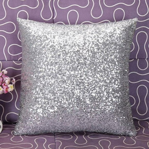 Home Decorative Solid Glitter Sequins Square Throw Pillow Covers Cushion Case for Wedding Party,18"x18"(45cmx45cm)